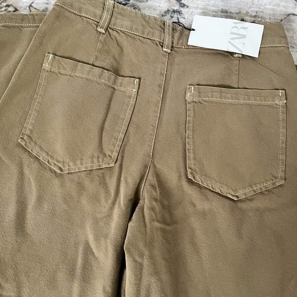 Zara XS Brown Wide Leg Cargo Pants NWT - Picture 4 of 4